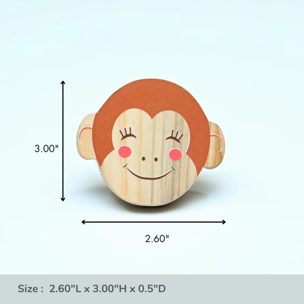 Handmade Pine Wood Monkey Face Knob for Kids Furniture